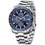 BY BENYAR Relógios Masculinos Analógicos De Quartzo Cronógrafo à Prova D água Para Homens Negócios Casual Moda Clássico Designer Elegante Com Calendário Couro Pulseira De Aço Inoxidável 