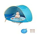 Bycc Bynn Barraca De Praia Para Bebês Cobertura De Praia Portátil Pop Up Abrigo Solar Com Proteção UV Com Piscina Para Bebês Azul 