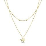 BYIA Colar Feminino De Prata Esterlina 925 Com Inicial Em Camadas De Ouro 18 Quilates Com Pingente De Letra Vermeil Minúscula Inicial Banhada A Ouro Em Camadas Joia Hipoalergênica W Banhado A Ouro 