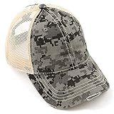 C C Boné De Beisebol Ajustável Para Rabo De Cavalo De Algodão Lavado Envelhecido BT 12 BT 13 BT 14 BT 15 BT 18 BT 780 BT 791 Uma Camuflagem Digital Cinza Tamanho Nico