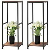C CASIMR Suporte Para Plantas Casimr Para Ambientes Internos Prateleira Alta De Metal Com Placa De Madeira Quadrada Suporte De Exposição De 2 Camadas Para Várias Plantas Suporte Para Vasos De Flore