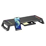 C3Tech Base Para Monitor Gaming BM-L100BK- Preto- Com Luzes RGB- Possui Hub USB Embutido Com Saídas 1 X USB 3-0 E 3 X USB 2-0- Apoie Monitor- Notebook- Impressora- TV- Console