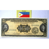 C8640 Filipinas Cédula De 5 Pesos De 1949 Em Perfeito Es