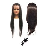 Cabeça De Boneca Manequim Treino Cabelo Sintético   Suporte