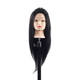 Cabeça De Boneca Mista Castanho Escuro Suporte Tesoura