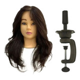 Cabeça De Treino Cabelo Castanho Escuro 100 Natural suporte
