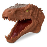 Cabeça Dinossauro Marrom Tirano Rex Fantoche