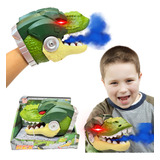 Cabeça Dinossauro Spray Fantoche Mão Som Fumaça Dragão Led