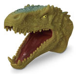 Cabeça Dinossauro Tirano Rex Verde Fantoche