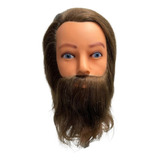 Cabeça Manequim Boneco Cabelo Natural Com Barba Com Suporte