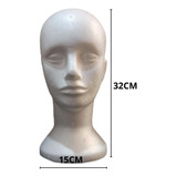 Cabeça Porta Peruca Suporte Em Isopor 32cm C 01un