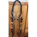 Cabeçada Couro 3 Argolas Testeira Para Cavalo E Éguas