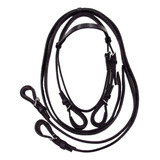 Cabeçada De Cavalo Princesinha Inox Rédea De Couro Aberta Cor Preto