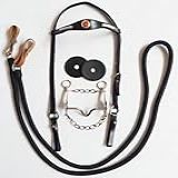 Cabeçada Manga Larga Couro - Freio Inox - Rédea - Protetor
