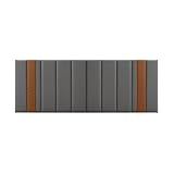 Cabeceira 1-40 Painel Cama Casal Box Suede E Couro Cabeceira Barcelona -Cinza-Caramelo-