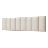 Cabeceira Auto Adesivo Kit 7 Módulos Suede Cama Casal 140cm Cor Suede Bege Claro