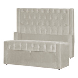 Cabeceira Baú Estofada Hermes Cama Box Casal Varias Cores