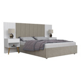 Cabeceira Box Casal Ou Queen Estofada Painel Ripado Branco