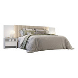 Cabeceira Box Casal Queen Branca Painel Estofado E 2 Mesinha Cor Branco