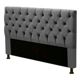 Cabeceira Cama Box Casal Cristal 140cm Suede Cinza
