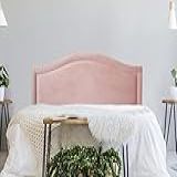 Cabeceira Casal Curva Luxo 140x60 Veludo Rosê Tachas Prata