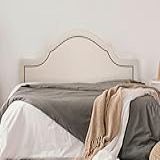 Cabeceira Casal Provençal Luxo 140x60 Courino Off White Tachas Fumê