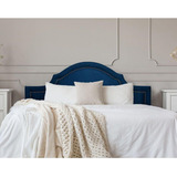 Cabeceira Casal Provençal Luxo 140x60 Suede Azul Tachas Fumê