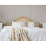 Cabeceira Casal Provençal Luxo 140x60 Suede Bege Tachas Fumê