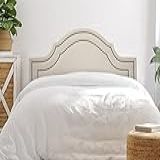 Cabeceira Casal Provençal Luxo Dupla 140x60 Courino Off White Tachas Fumê