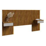 Cabeceira Casal Queen Móveis Bechara 2076503 Com Mesa De Cabeceira Cor Naturale Off White