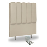 Cabeceira Estofada Cama Box Solteiro Carla 90cm Suede Bege