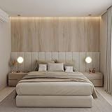 Cabeceira Estofada Modular Cama Casal Box Painel 1-40mX60cm Módulos Adesivos -Bege-