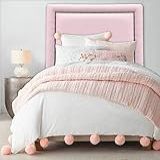 Cabeceira Estofada Reta Luxo Com Tachas Solteiro Courino Rosa