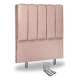 Cabeceira Estofada Solteiro Cama Box 90cm Carla Veludo Rosa