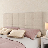 Cabeceira Estofada Suspensa Decoração Quarto Cama Box Casal Cor Bege Linho