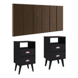 Cabeceira Modular Cama Queen 1 60 Kit 2 Mesa Gaveteiro Canto