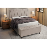 Cabeceira Painel Recamier Calçadeira Baú Estofada Queen Luxo