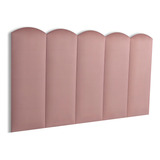 Cabeceira Solteiro Modulada Nuvem Cama Box 100 Cm X 60 Cm Cor Veludo Nude