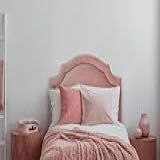 Cabeceira Solteiro Provençal 90x60cm Veludo Rosê Tachas Fumê