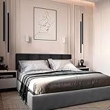 Cabeceiras Estofada Modular Cama Casal Box Painel 1-50mX40cm Módulos Adesivos -Preto-