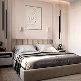 Cabeceiras Estofada Modular Cama Casal Comum Box Painel 1-40mX45cm Módulos Adesivos -Bege-