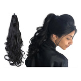 Cabelo Aplique Rabo De Cavalo Preto Ondulado Igual Humano