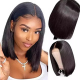 Cabelo Humano De Peruca De Renda Natural Curto De 35 Cm Wegg