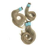 Cabelo Humano Mega hair Loiro Mesclado Cinza 65 Cm 50grs