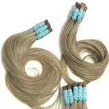 Cabelo Humano P mega Hair Loiro Mesclado Cinza 50cm 100grs 