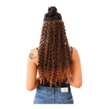 Cabelo Organico Cacheado 60cm Com Tic Tac De Orelha A Orelha Cor Castanho Com Californiana Acobreado 1bt 30