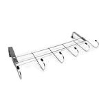 Cabide 6 Ganchos Para Porta Em Aço Cromado Sem Furo Organizador Quarto Banheiro Roupa Toalha Resistente Multiuso 5 