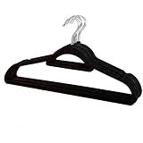 Cabide De Veludo Preto Adulto Slim Ultrafino Reforçado Resistente Antideslizante Haste Em Aço Cromado E Textura Aveludada Otimiza Espaco Possui Suporte Para Gravata Preto 10 