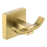 Cabide Duplo Para Banheiro Quadrado Aço Inox Dourado Fosco