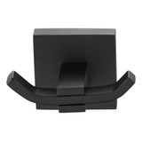 Cabide Duplo Para Banheiro Quadrado Aço Inox Preto Fosco